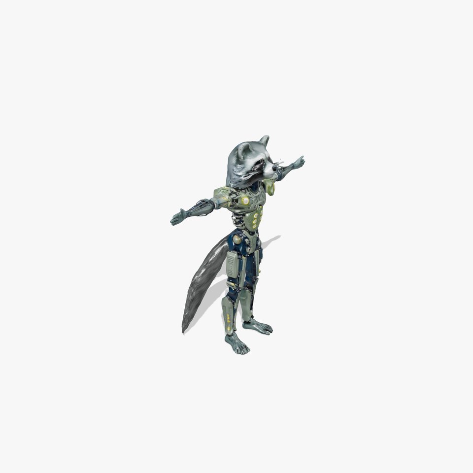 Futuristic Raccoon Cyborg model pack